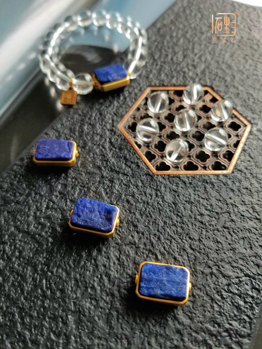 青金石原石 白水晶能量手链 商品图2