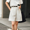 OLrain欧芮儿白色中裤通勤百搭西裤女夏季2025新款高腰显瘦阔腿裤 商品缩略图0