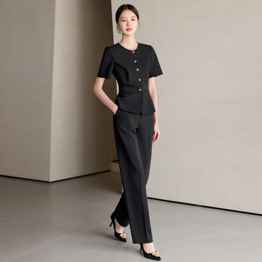 IWY/黑色西装套装女高级感夏季短袖上班通勤工作服面试职业正装25CP745 商品图3