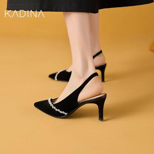 【KADINA】卡迪娜2025春夏新款水钻尖头细中高跟包头单鞋凉鞋女KM251522 商品图1