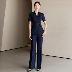 IWY/夏季薄款短袖西装套装女气质英伦风酒店销售职业装正装25CP773