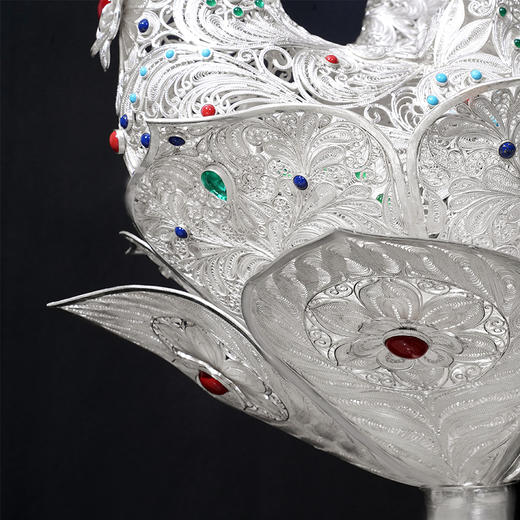 子佩集S999银手工银花丝【凤鸣朝阳宫灯银花丝摆件】大师工坊原创设计（一对）2506 商品图10