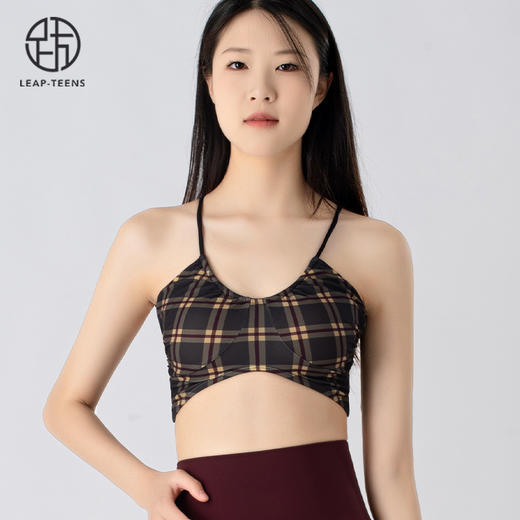 跃牌【小甜心】系列 一体式细带运动内衣女士瑜伽美背吊带背心时尚印花健身文胸787 商品图3