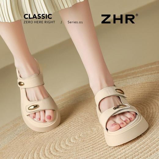 ZHR则则金属扣厚底凉鞋2025新款气质百搭罗马沙滩凉鞋ins法式女鞋 商品图2