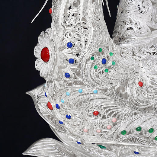 子佩集S999银手工银花丝【凤鸣朝阳宫灯银花丝摆件】大师工坊原创设计（一对）2506 商品图4