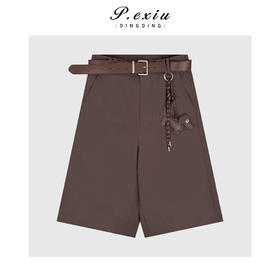 03-5潘依绣丁丁宠粉人丝趣味挂件美式阔腿五分休闲裤 W-63255