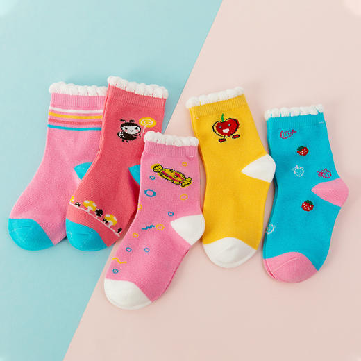 【童足呵护，时尚可爱~】五双装！儿童袜子四季款 婴儿宝宝童袜 男童女童长袜春秋厚款 中筒袜中大童棉袜-QQ 商品图4