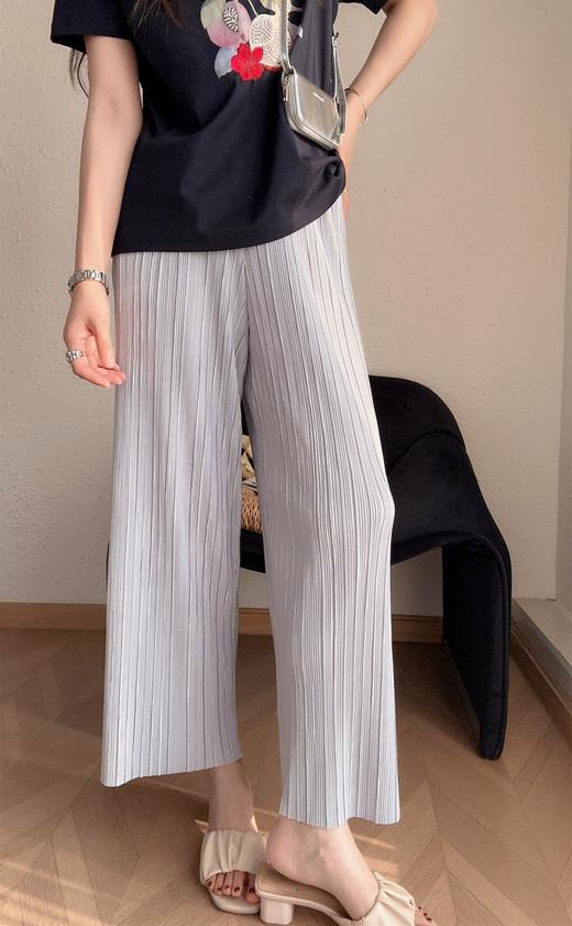 三宅风琴褶皱裤一片式亮丝压褶垂感高腰直筒阔腿裤 商品图8