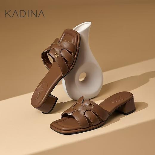 【KADINA】 AF3  卡迪娜2025春夏季新款粗跟舒适一脚蹬女凉鞋KM251542 商品图1