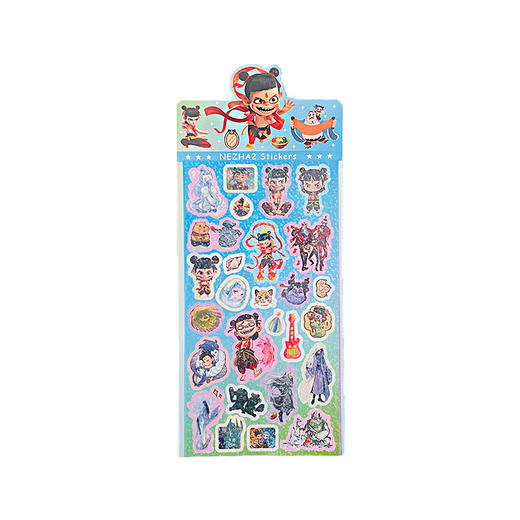 「9.9到手15张！哪吒卡通贴画」哪吒卡通儿童镭射咕卡周边贴纸 可爱生日聚会派对礼物素材手账贴画文具 商品图4