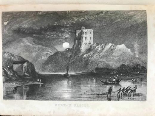 书口烫金雕刻纹饰！1857年 司各特诗集 配多幅钢板与木版画插图 全真皮精装32开 商品图11