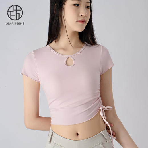 跃牌【小甜心】系列 带胸垫瑜伽服女夏季新款紧身健身衣跑步速干运动t恤624 商品图3