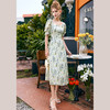 OLrain欧芮儿法式复古方领短袖连衣裙女夏季2025新款气质茶歇长裙 商品缩略图0