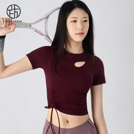 跃牌【小甜心】系列 高级感瑜伽服短袖女春夏带胸垫运动上衣625 商品图3