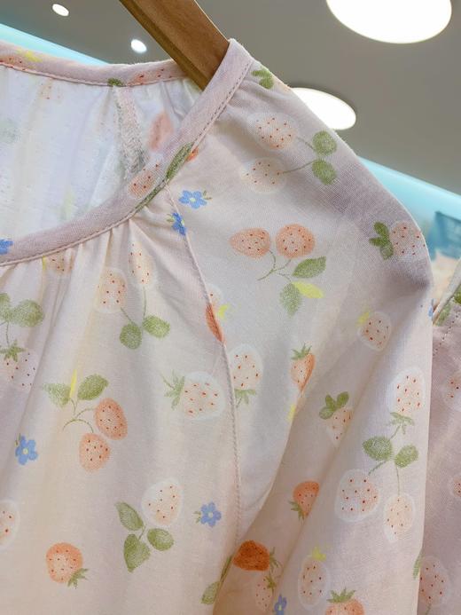 松植屋女款纱布圆领短袖长裤睡衣套装100%纯棉女士双层纱家居服圆领领设计优雅显瘦 商品图2