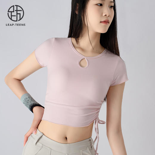 跃牌【小甜心】系列 带胸垫瑜伽服女夏季新款紧身健身衣跑步速干运动t恤624 商品图4