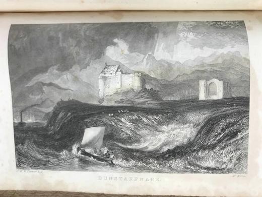 书口烫金雕刻纹饰！1857年 司各特诗集 配多幅钢板与木版画插图 全真皮精装32开 商品图14