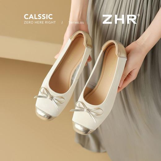 ZHR则则真皮粗跟玛丽珍鞋2025新款气质一脚蹬单鞋蝴蝶结芭蕾女鞋 商品图4