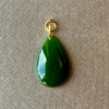 18K黄金和田玉（碧玉）水滴吊坠/单面水滴15*20mm/菠菜绿 商品缩略图0