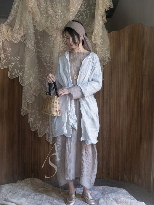 Jai 枯麦色肌理亚麻开罗长袍 商品图7