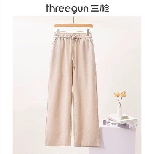 Threegun三枪 麻感休闲女长裤-61396B011 商品图0