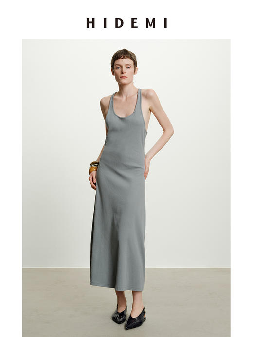 HIDEMI度假系列显瘦弹力自然棉工字背心百搭经典万能连衣裙长裙 商品图5
