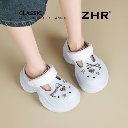 ZHR则则蓝色户外休闲拖鞋厚底增高6cm轻便舒适手工DIY百搭洞洞鞋 商品图8