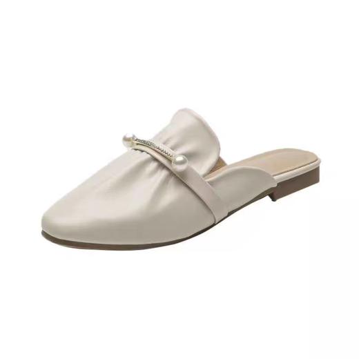 2025夏季新款 珍珠双扣穆勒懒人单鞋  皮质柔软 透气不臭脚 商品图4