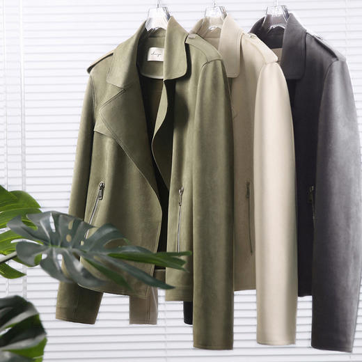 FEIMI春季繁花氛围感仿雪花麂皮绒短款风衣 货号：B2444 商品图4