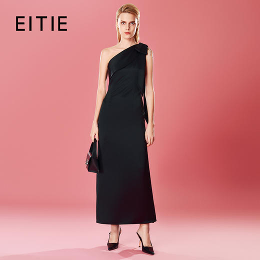 EITIE爱特爱秋季新款典雅高腰法式优雅显瘦长礼服连衣裙7977604 商品图2