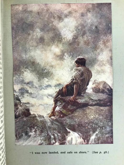 1917年 鲁滨逊漂流记 24幅彩色手工贴图 漆布精装16开 商品图7