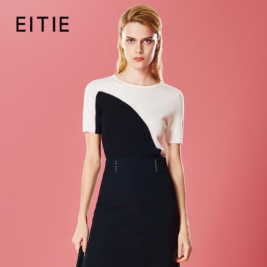 EITIE爱特爱气质高级撞色修身显瘦针织衫秋季新款7901605 商品图0