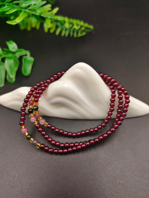 石榴石+配珠碧玺3圈手串 商品图0