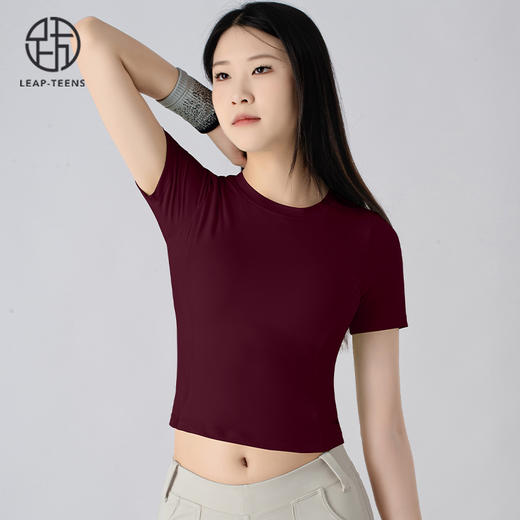 跃牌【小甜心】系列 带胸垫高弹裸感镂空美背健身服抽绳收腰运动上衣626 商品图6