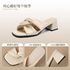 ZHR则则粗跟拖鞋女外穿2025新款夏季女鞋百搭配裙子法式一字拖鞋 商品缩略图3