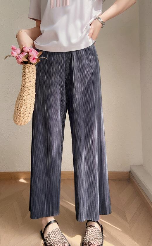 三宅风琴褶皱裤一片式亮丝压褶垂感高腰直筒阔腿裤 商品图3