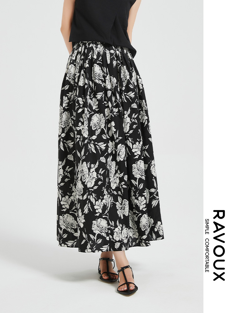 272129908赫本风印花半裙