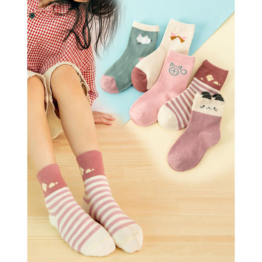 【童足呵护，时尚可爱~】五双装！儿童袜子四季款 婴儿宝宝童袜 男童女童长袜春秋厚款 中筒袜中大童棉袜-QQ 商品图3