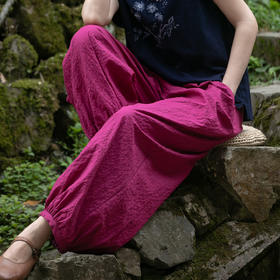 牧衣游原创 棉净色宽松长裤轻薄原生质朴肌理感百搭休闲裤 拾山月