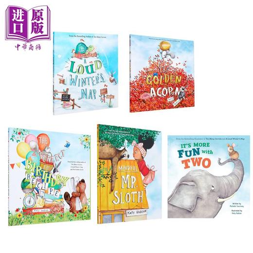 【中商原版】Katy Hudson 插画儿童绘本5册 英文原版绘本故事 黄金橡子 生日餐单 冬眠 请注意树懒先生 两个一起更有趣 商品图0