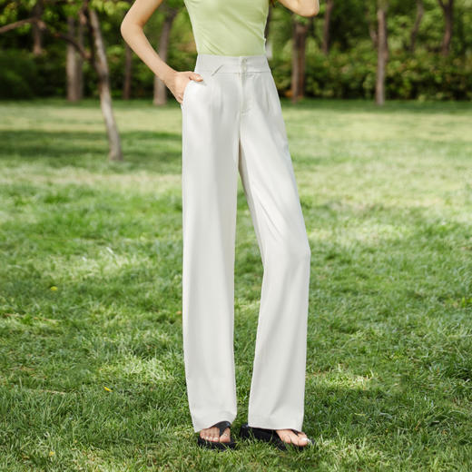 【冰丝窄版西装裤】逸阳夏薄款凉感高腰垂感直筒休闲裤子1265 商品图5