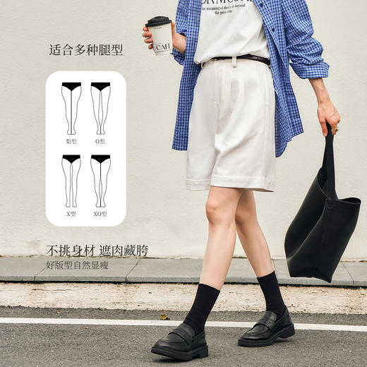 OLrain欧芮儿白色中裤通勤百搭西裤女夏季2025新款高腰显瘦阔腿裤 商品图3