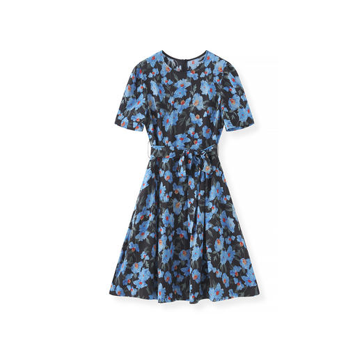 「高货wl」全新升级【铂金会员293/天猫399/差价106】(04446)洛诗琳高级感气质印花连衣裙2025夏季绑带高腰显瘦裙子 商品图4