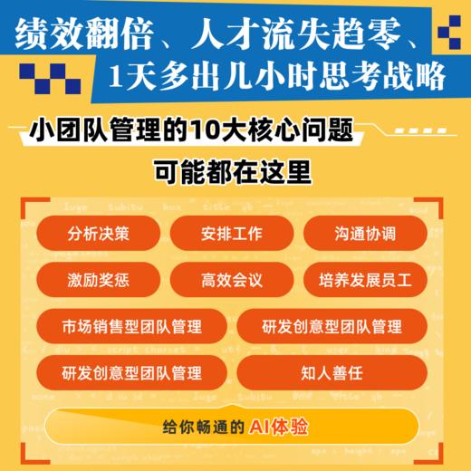 AI赋能小团队管理：写给管理者的AI使用手册 任康磊著 人才评估企业战略分析绩效考核会议工作安排企业经管人力资源书籍 商品图1