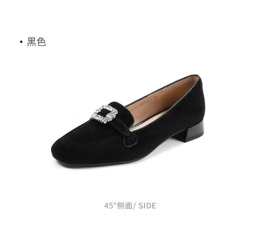 【HARSON】哈森25春季新品女鞋时尚水钻方扣粗跟 单鞋HS257701 商品图1