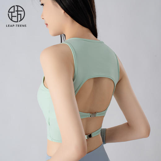 跃牌【小甜心】系列 带胸垫瑜伽背心女夏季运动外穿镂空吊带无袖露背上衣786 商品图6