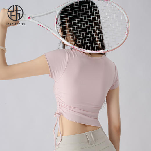 跃牌【小甜心】系列 带胸垫瑜伽服女夏季新款紧身健身衣跑步速干运动t恤624 商品图5