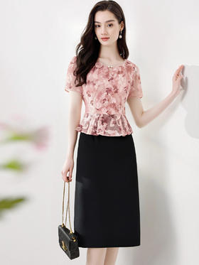 「自」全新升级【铂金会员257/天猫339/差价82】(05303)时尚假两件收腰连衣裙2025新款夏季碎花拼接气质中长裙