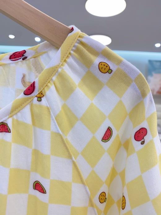 松植屋女士【水果格】纱布圆领短袖短裤睡衣套装100%纯棉双层纱家居服圆领设计优雅显瘦女款 商品图3