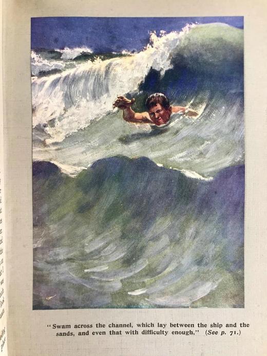 1917年 鲁滨逊漂流记 24幅彩色手工贴图 漆布精装16开 商品图12